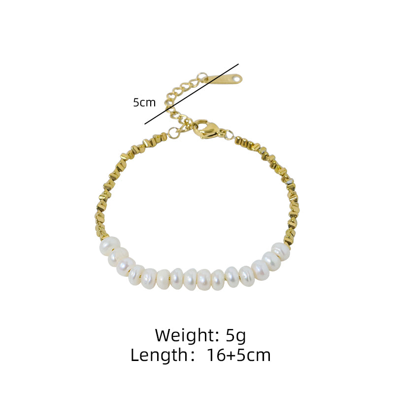 Natural Pearl Gold Shattered Half Pearl Bracelet Korean Women's Luxury Jewelry Fashion Women's and Girls' Gifts