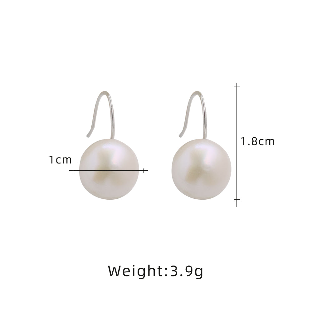 Natural Freshwater Oval Pearl 925 Silver Earrings Korean Style Women Luxury Jewelry Fashion Ladies and Girls Gift