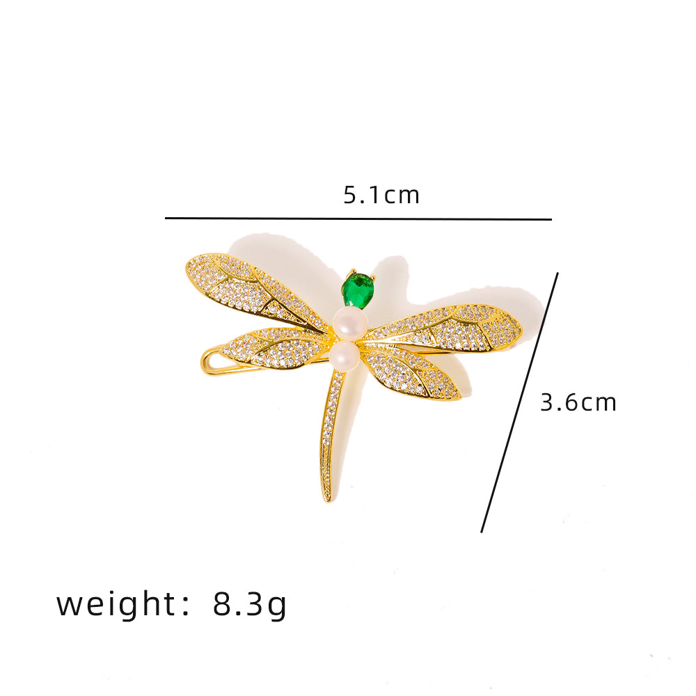 Natural Freshwater Pearl Zircon Dragonfly Hair Accessories Women Luxury Jewelry Fashion Ladies and Girls Gift GH0120