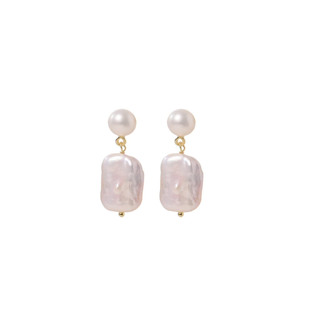 White Natural Freshwater Baroque Pearl Earrings Korean Style Women Luxury Jewelry Fashion Ladies and Girls Gift