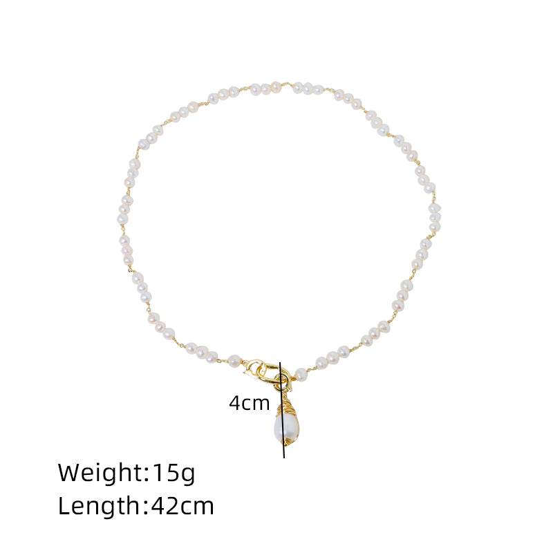 Natural freshwater pearl droplet pendant bead necklace Korean Style Women Luxury Jewelry Fashion Ladies and Girls Gift