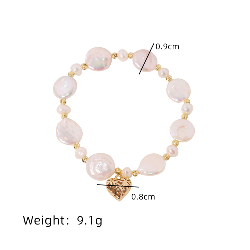 Natural Baroque Pearl Gold Separated Bead Bracelet Retro Palace Style Fashion Jewelry Bracelet Gifts for Mom Wife Girlfriend