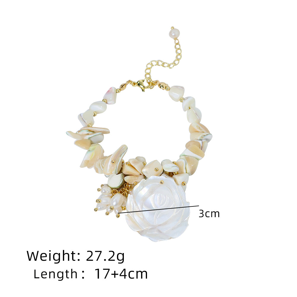 Natural Freshwater Pearl Gold Wire Petal Bead Bracelet Korean Women's Luxury Jewelry Fashion Women's and Girls' Gifts GB1127