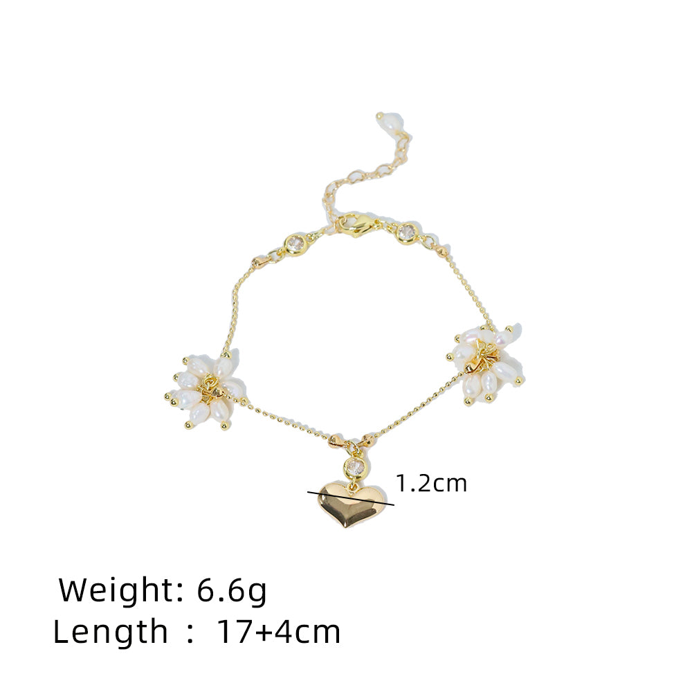 Natural Freshwater Baby Pearl Flower Bracelet Korean Women's Luxury Jewelry Fashion Women's and Girls' Gifts