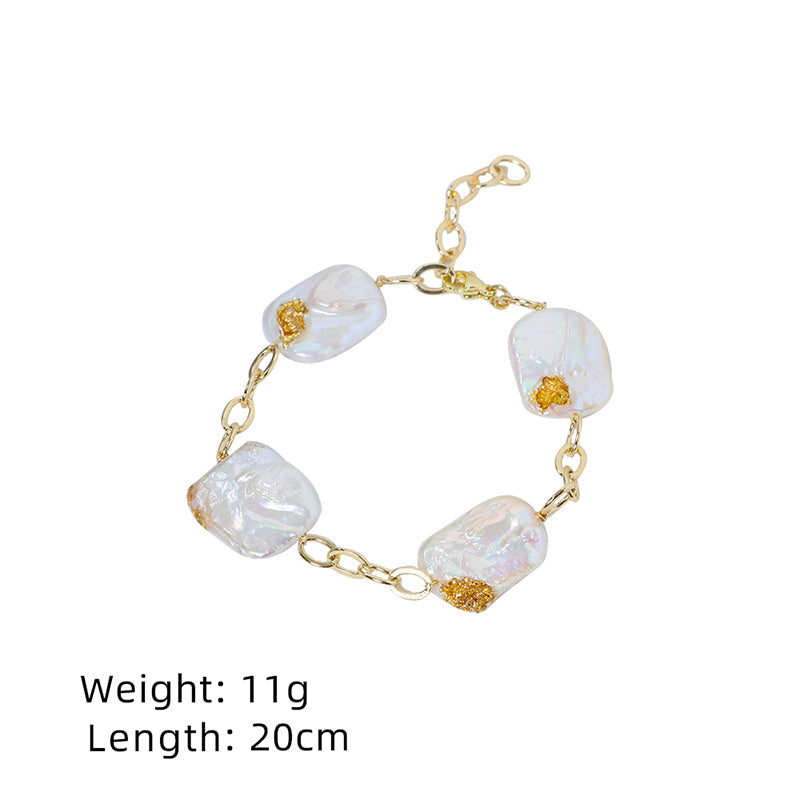 Natural Freshwater Pearl Semi Baroque Pearl Bracelet Korean Women's Luxury Jewelry Fashion Women's and Girls' Gifts