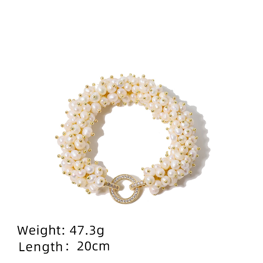 Natural Freshwater Baby Pearl Multi Pearl Bracelet Korean Women's Luxury Jewelry Fashion Women's and Girls' Gifts