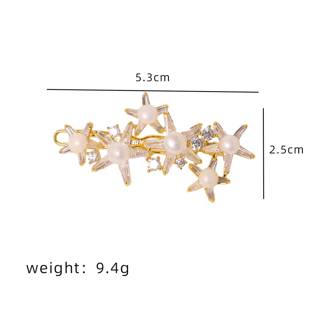 Natural Freshwater Pearl Zircon Starfish Hair Accessories Women Luxury Jewelry Fashion Ladies and Girls Gift