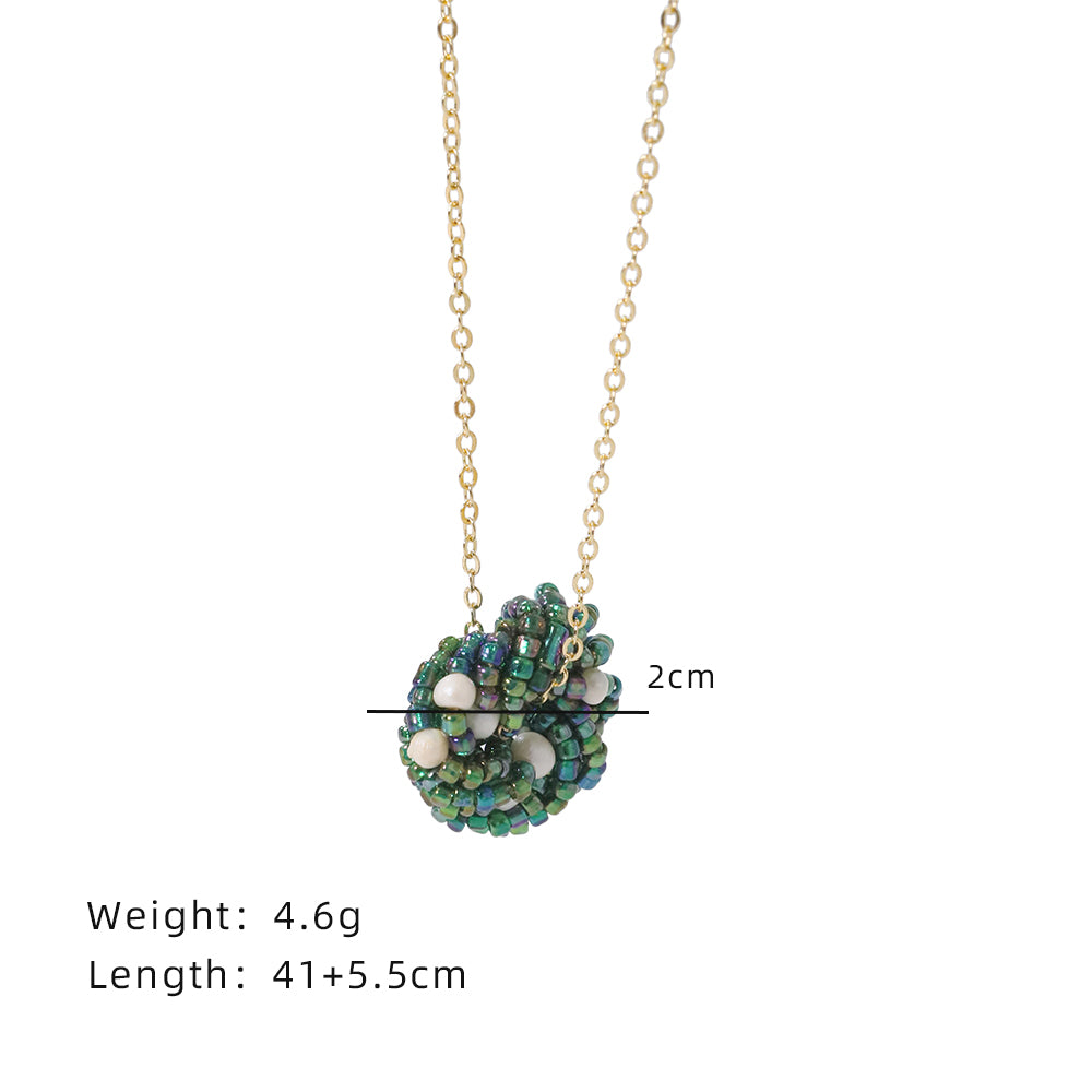 Colorful Green Glass Pearls Necklaces Retro Palace Style Fashion Jewelry Necklaces Gifts for Mom Wife Girlfriend GN0597