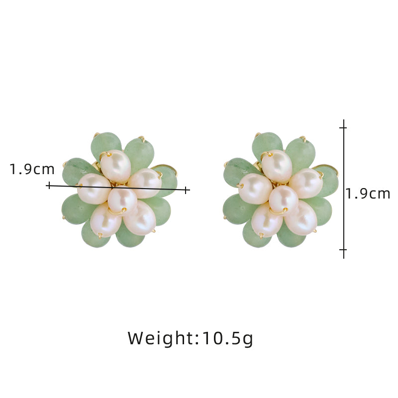 Natural Freshwater Pearl Natural Stone Flower Earrings Korean Style Women Luxury Jewelry Fashion Ladies and Girls Gift