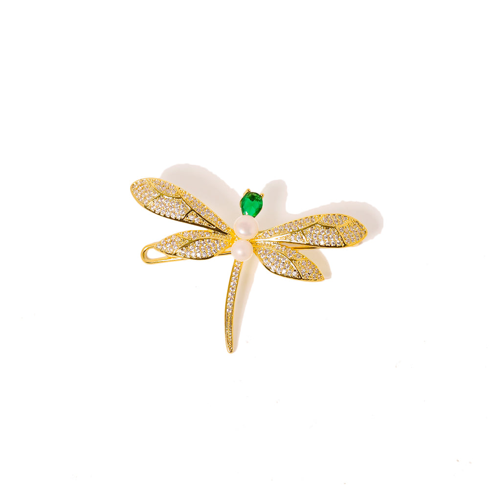 Natural Freshwater Pearl Zircon Dragonfly Hair Accessories Women Luxury Jewelry Fashion Ladies and Girls Gift GH0120