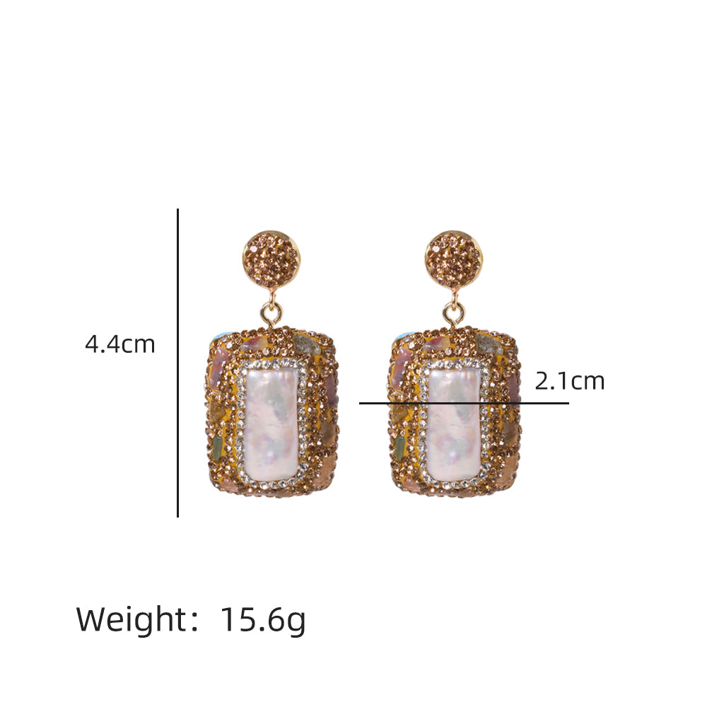 Natural Freshwater Baroque Inlaid Zircon Pearl Earrings Korean Style Women Luxury Jewelry Fashion Ladies and Girls Gift