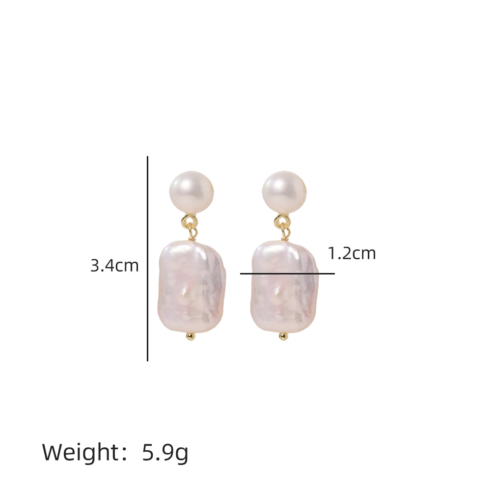 White Natural Freshwater Baroque Pearl Earrings Korean Style Women Luxury Jewelry Fashion Ladies and Girls Gift