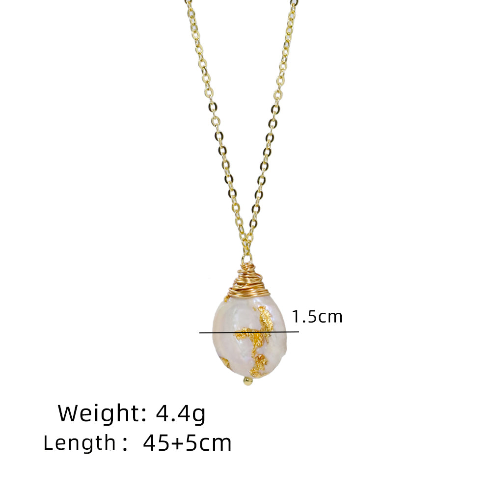 Natural Freshwater Baroque Pearl Gold Flower Pendant Korean Women's Luxury Jewelry Fashion Women's and Girls' Gifts