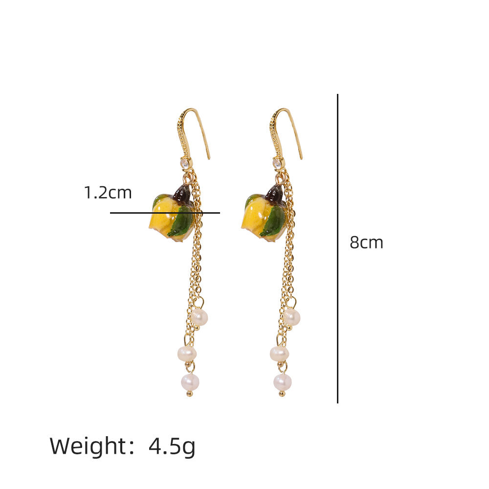 Natural Pearls Bead Dropping Glue Flower Earrings Korean Style Women Luxury Jewelry Fashion Ladies and Girls Gift