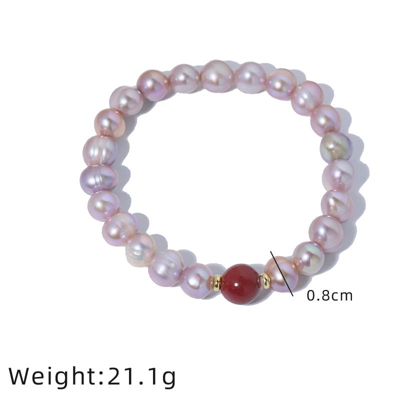 Natural Freshwater Pearl Rice Bead Cinnabar Bracelet Korean Style Women Luxury Jewelry Fashion Ladies and Girls Gift