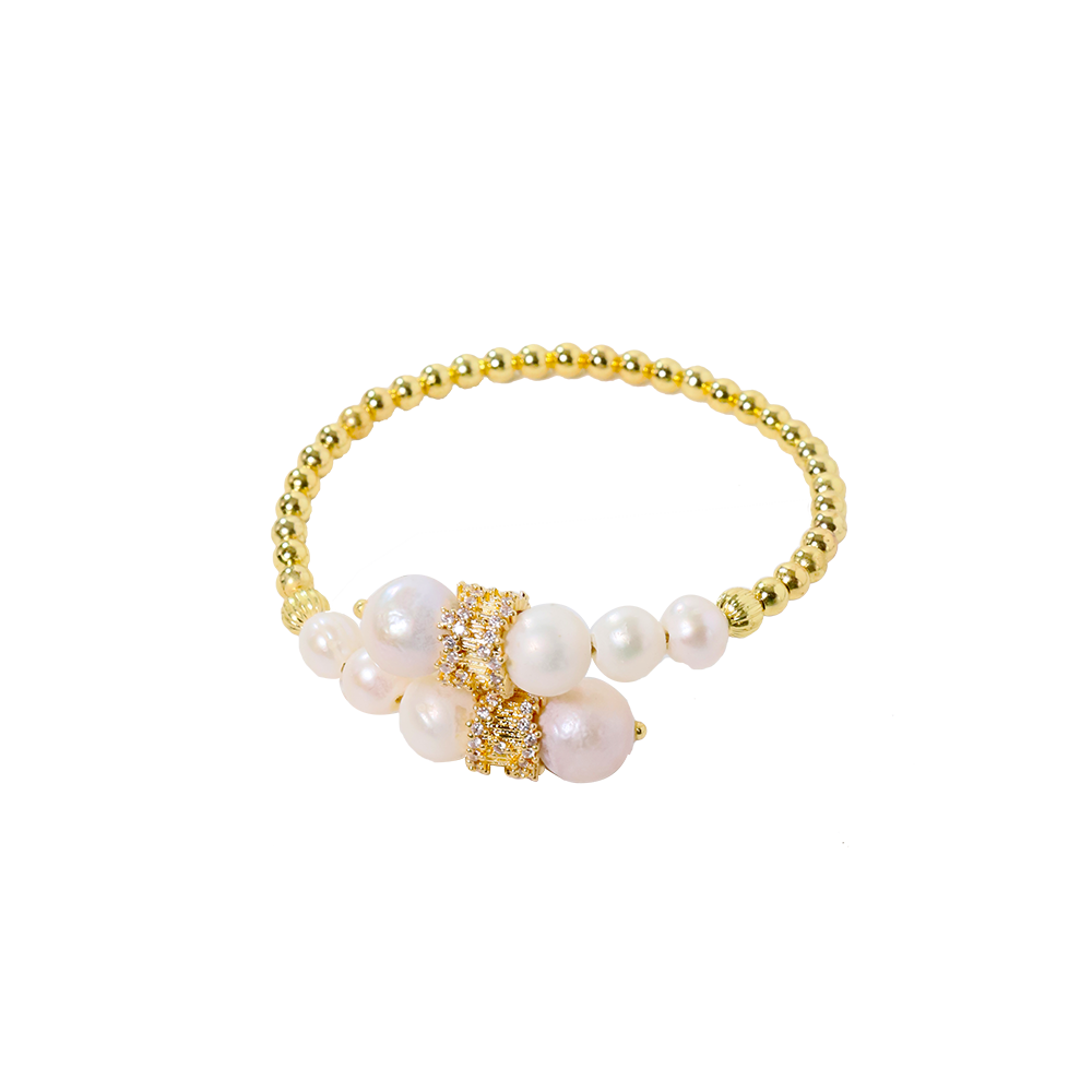 Natural Freshwater Pearl Gold Bead Bracelet Korean Women's Luxury Jewelry Fashion Women's and Girls' Gifts