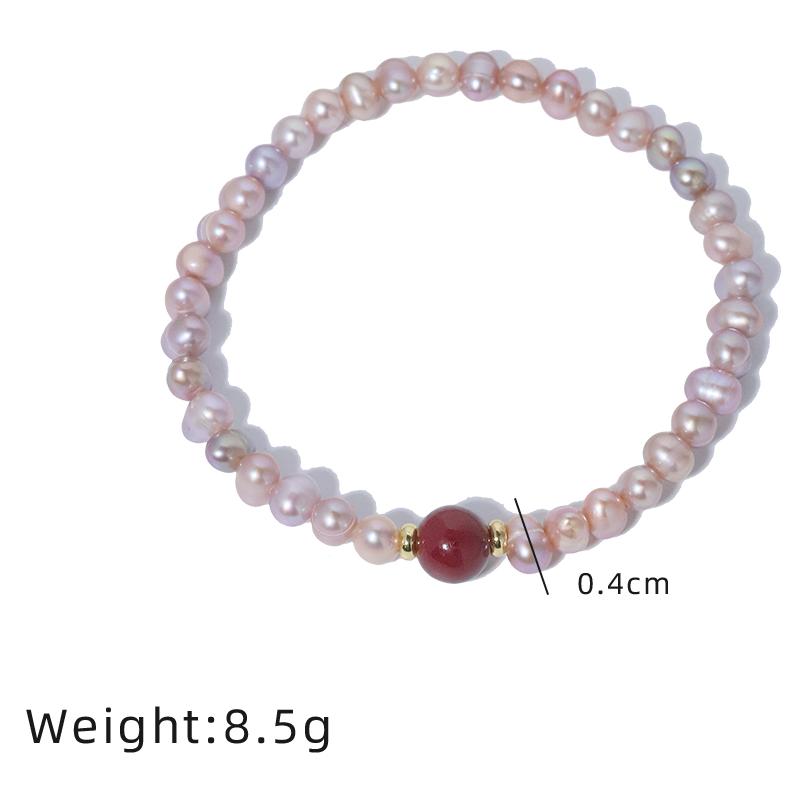 Natural Freshwater Pearl Rice Bead Cinnabar Bracelet Korean Style Women Luxury Jewelry Fashion Ladies and Girls Gift