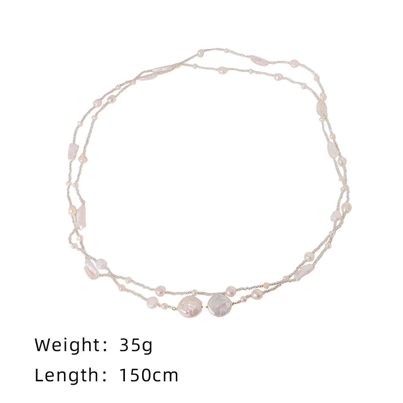 Natural Freshwater Baroque Pearl White Sweater Chain Korean Style Women Luxury Jewelry Fashion Ladies and Girls Gift