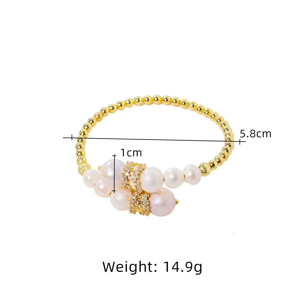 Natural Freshwater Pearl Gold Bead Bracelet Korean Women's Luxury Jewelry Fashion Women's and Girls' Gifts