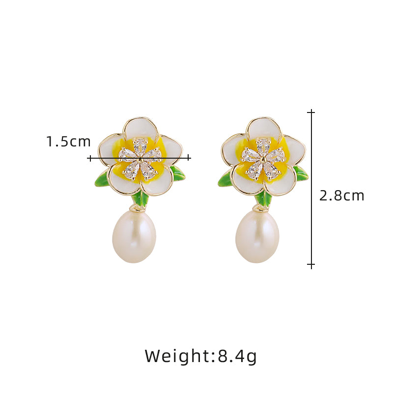 Natural Freshwater Flower Droplet Earrings Korean Style Women Luxury Jewelry Fashion Ladies and Girls Gift