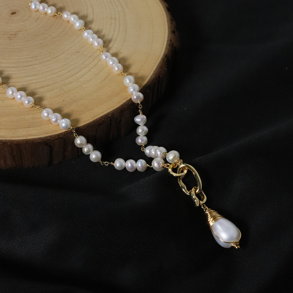 Natural freshwater pearl droplet pendant bead necklace Korean Style Women Luxury Jewelry Fashion Ladies and Girls Gift