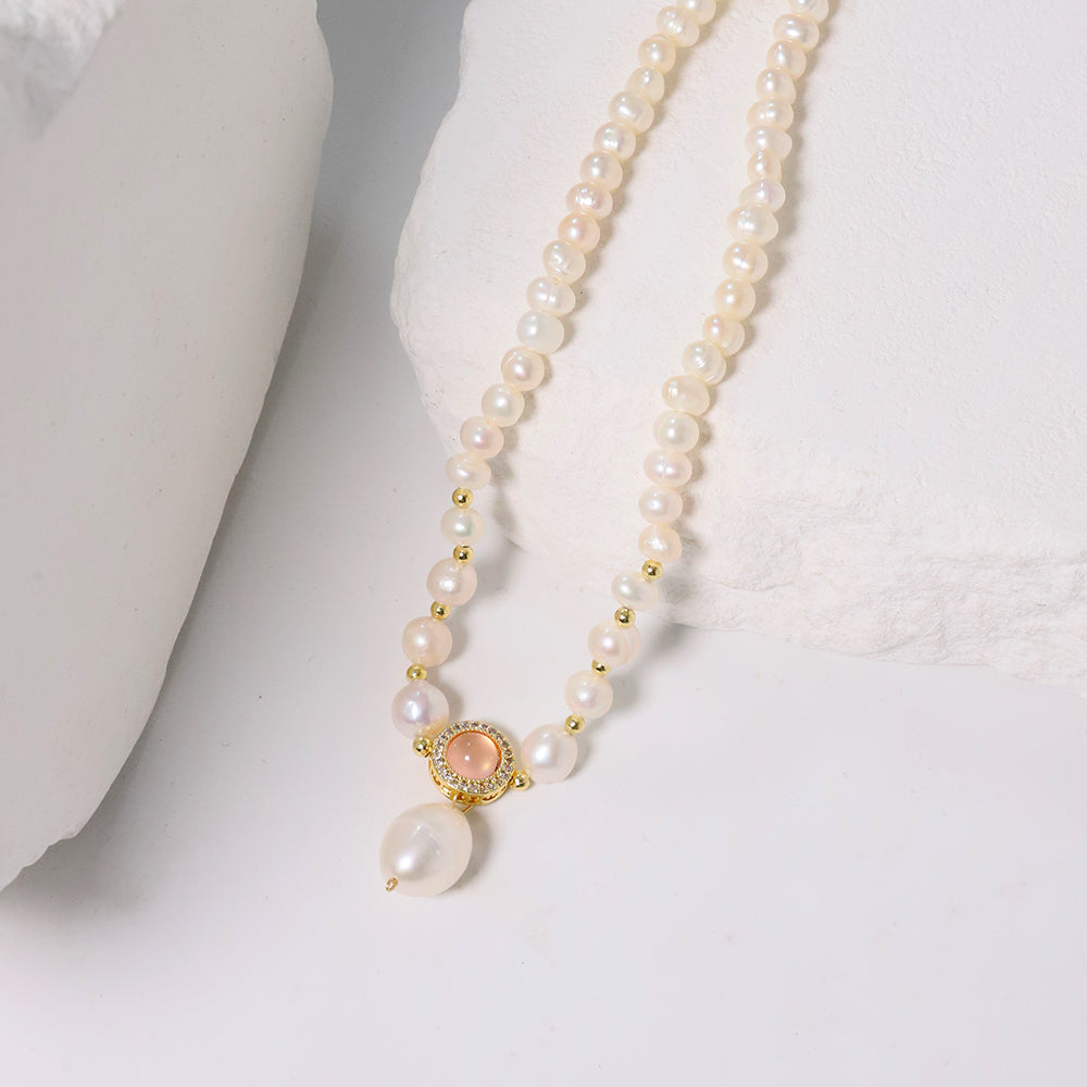 Natural Freshwater Pearl Pendant Bead Necklace Korean Women's Luxury Jewelry Fashion Women's and Girls' Gifts