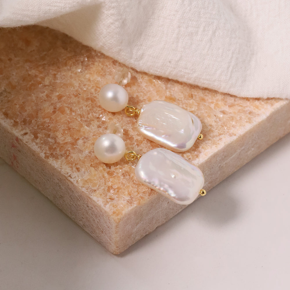 White Natural Freshwater Baroque Pearl Earrings Korean Style Women Luxury Jewelry Fashion Ladies and Girls Gift