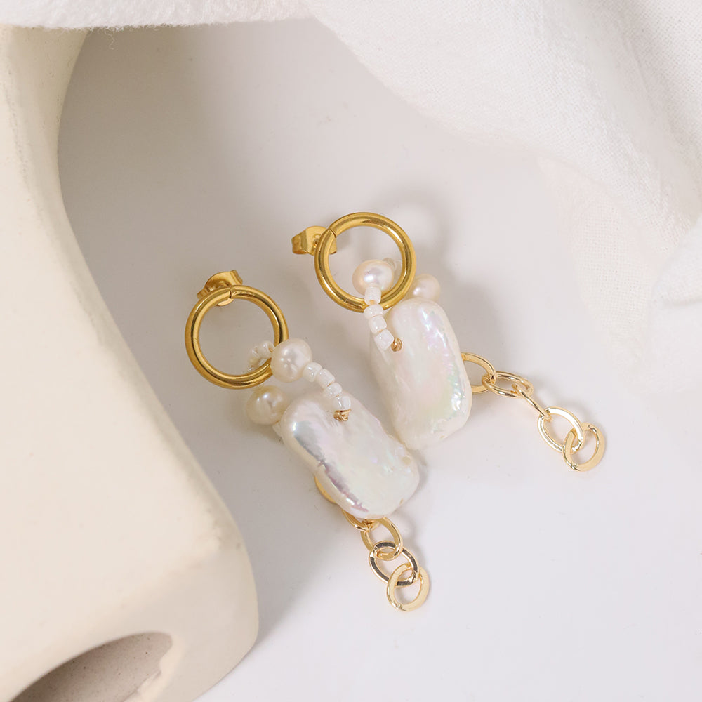 Natural Freshwater Baroque Pearl Earrings Korean Style Women Luxury Jewelry Fashion Ladies and Girls Gift