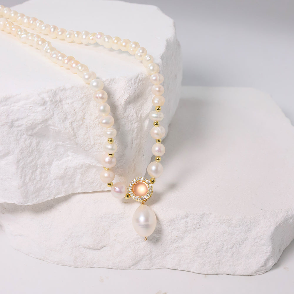 Natural Freshwater Pearl Pendant Bead Necklace Korean Women's Luxury Jewelry Fashion Women's and Girls' Gifts