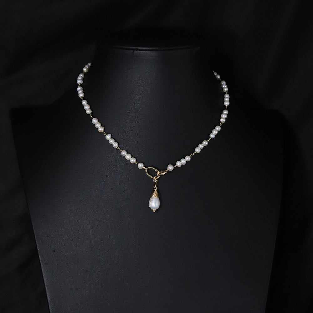 Natural freshwater pearl droplet pendant bead necklace Korean Style Women Luxury Jewelry Fashion Ladies and Girls Gift