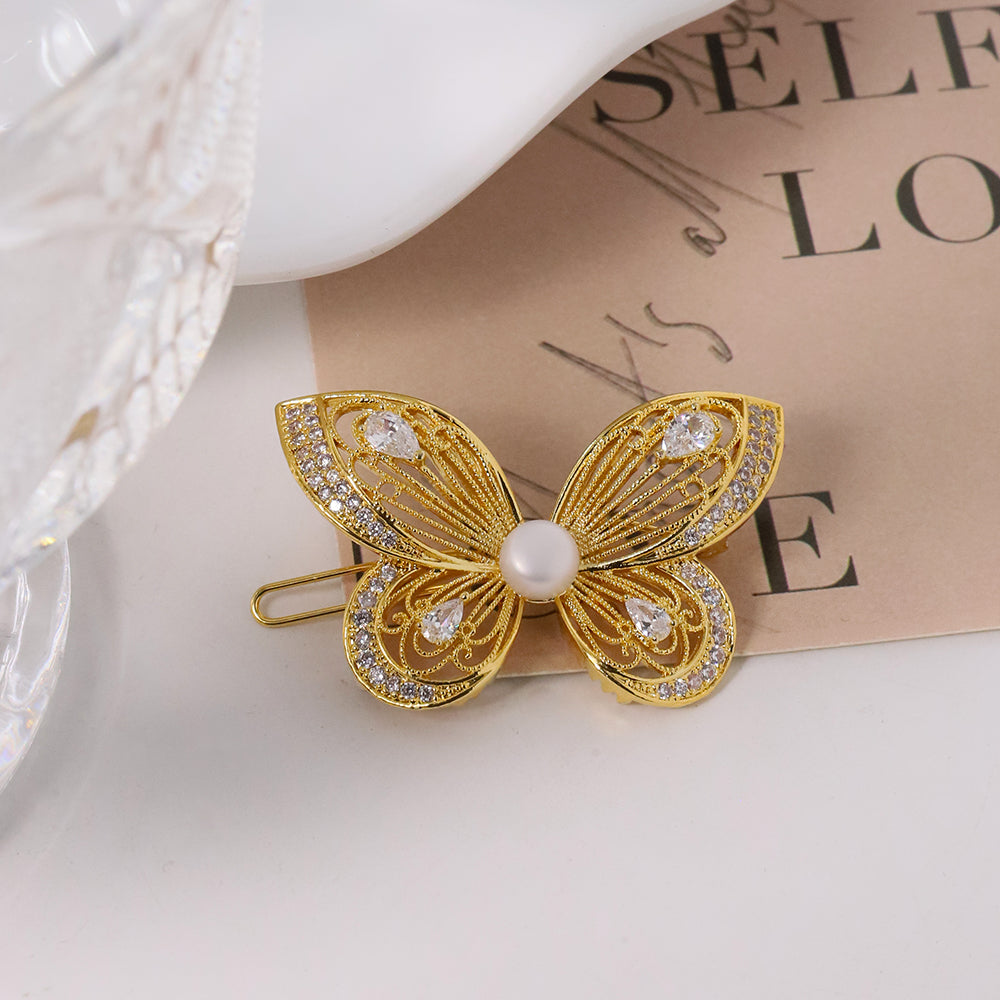 Natural Pearls Butterfly Hair Accessories Retro Palace Style Fashion Jewelry Hair accessories Gifts for Mom Wife Girlfriend