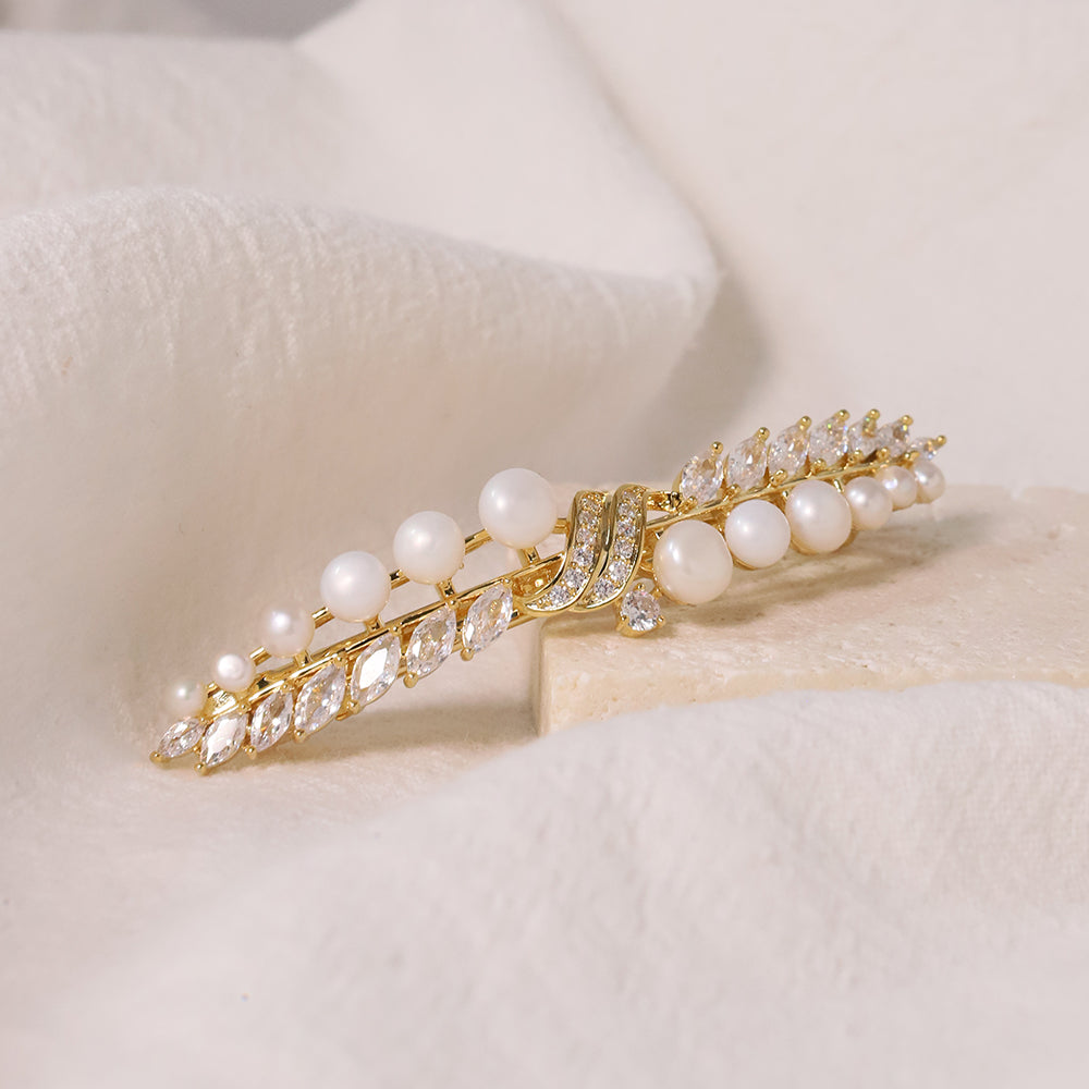 Natural Freshwater Pearl Zircon Hair Accessories Women Luxury Jewelry Fashion Ladies and Girls Gift GH0123