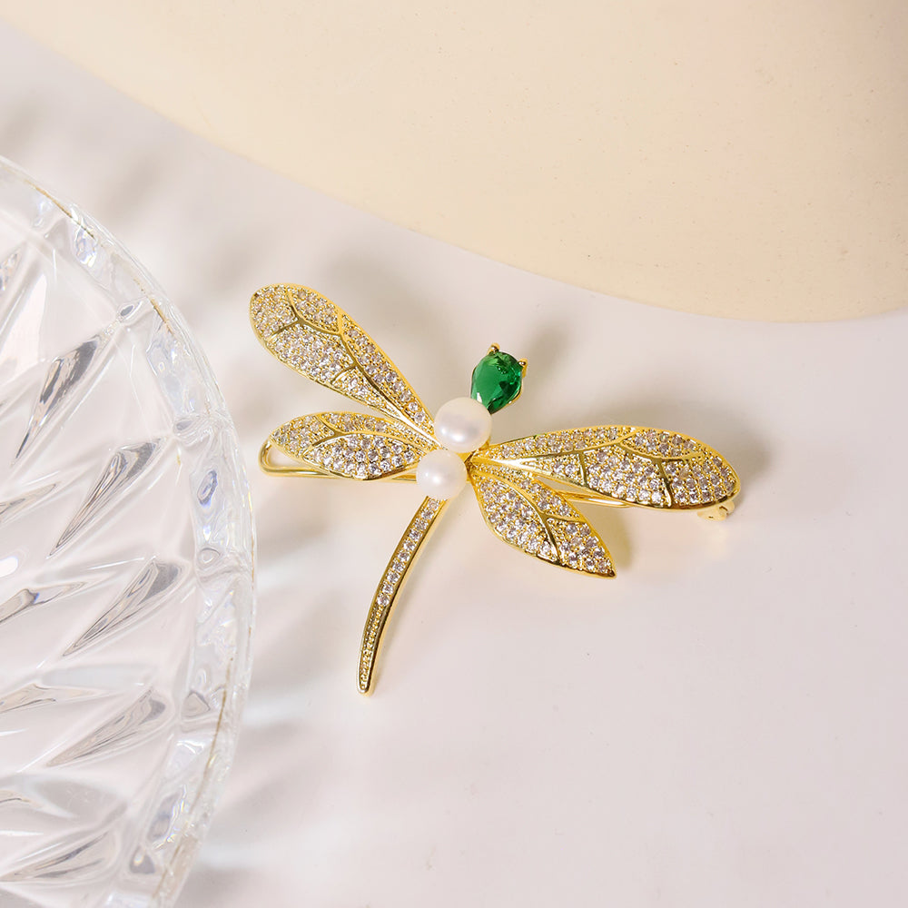 Natural Freshwater Pearl Zircon Dragonfly Hair Accessories Women Luxury Jewelry Fashion Ladies and Girls Gift GH0120