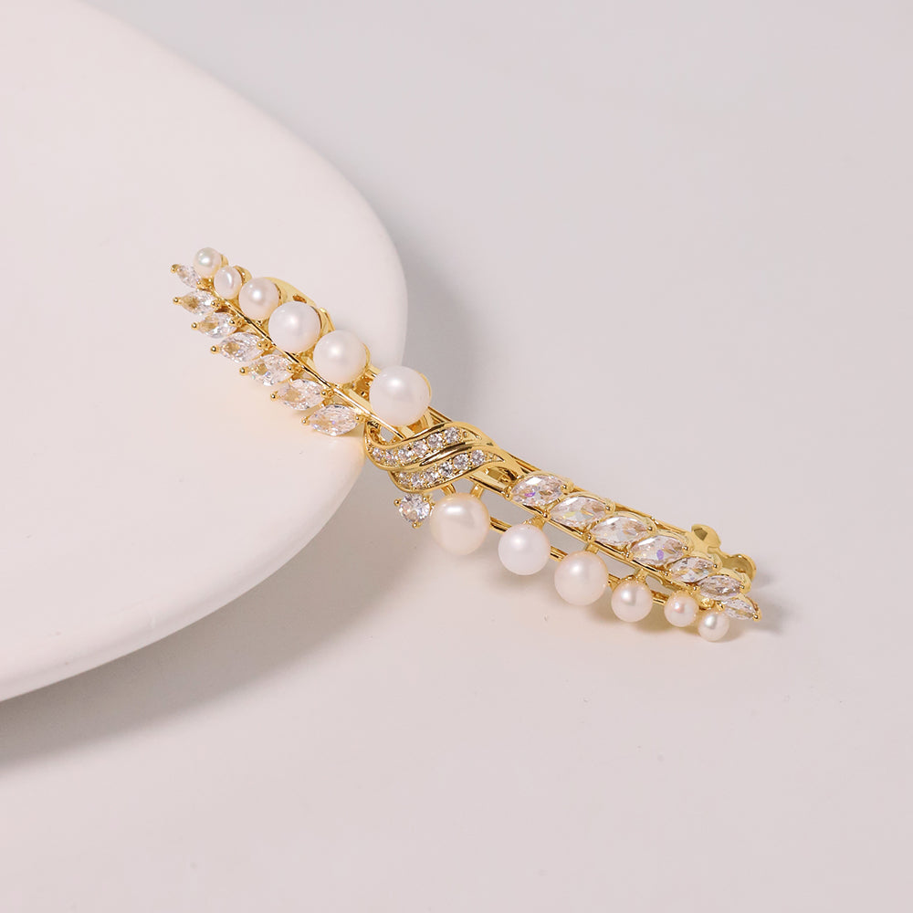 Natural Freshwater Pearl Zircon Hair Accessories Women Luxury Jewelry Fashion Ladies and Girls Gift GH0123