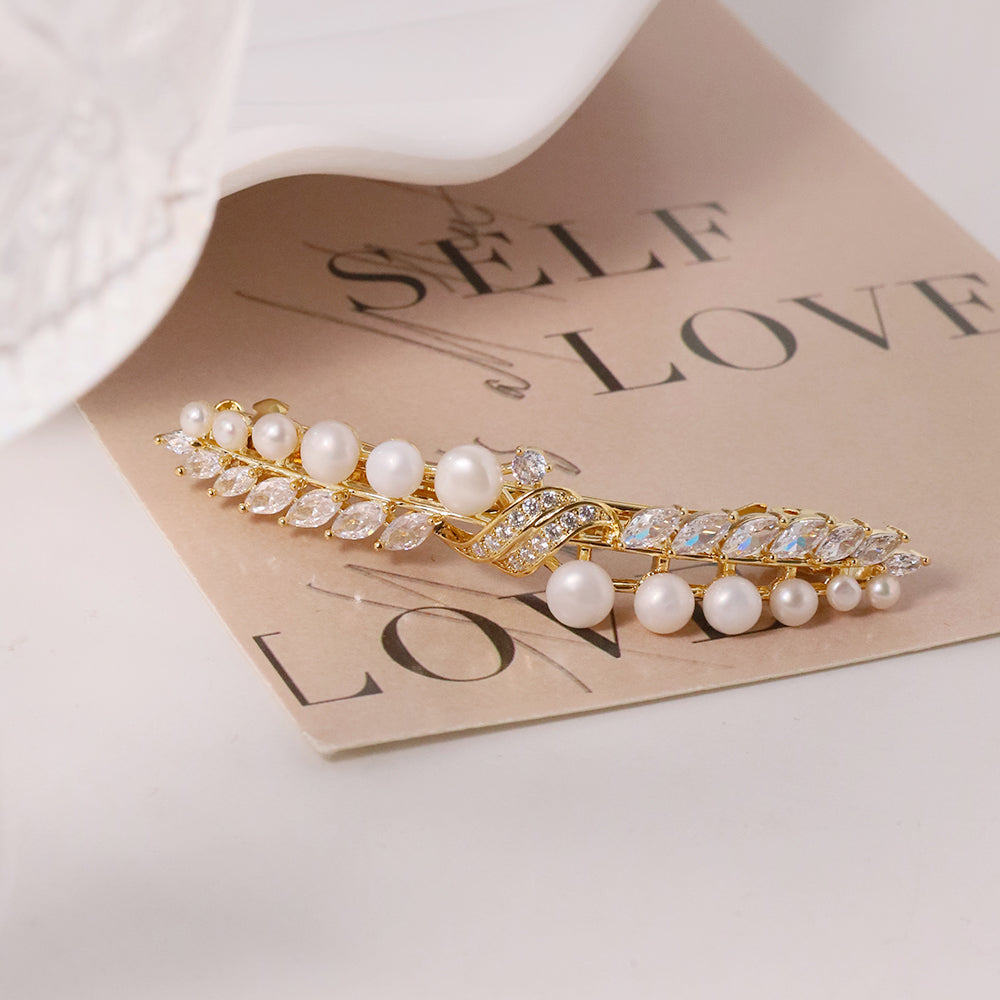 Natural Freshwater Pearl Zircon Hair Accessories Women Luxury Jewelry Fashion Ladies and Girls Gift GH0123