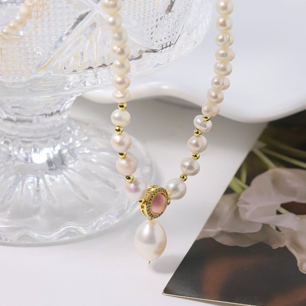 Natural Freshwater Pearl Pendant Bead Necklace Korean Women's Luxury Jewelry Fashion Women's and Girls' Gifts