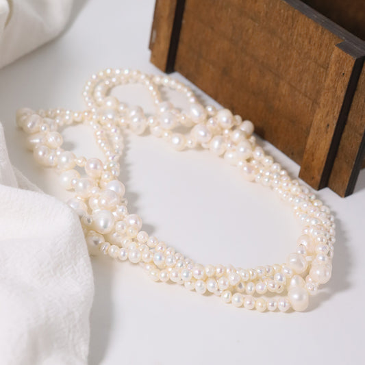 Natural Freshwater Pearl White Sweater Chain Korean Style Women Luxury Jewelry Fashion Ladies and Girls Gift