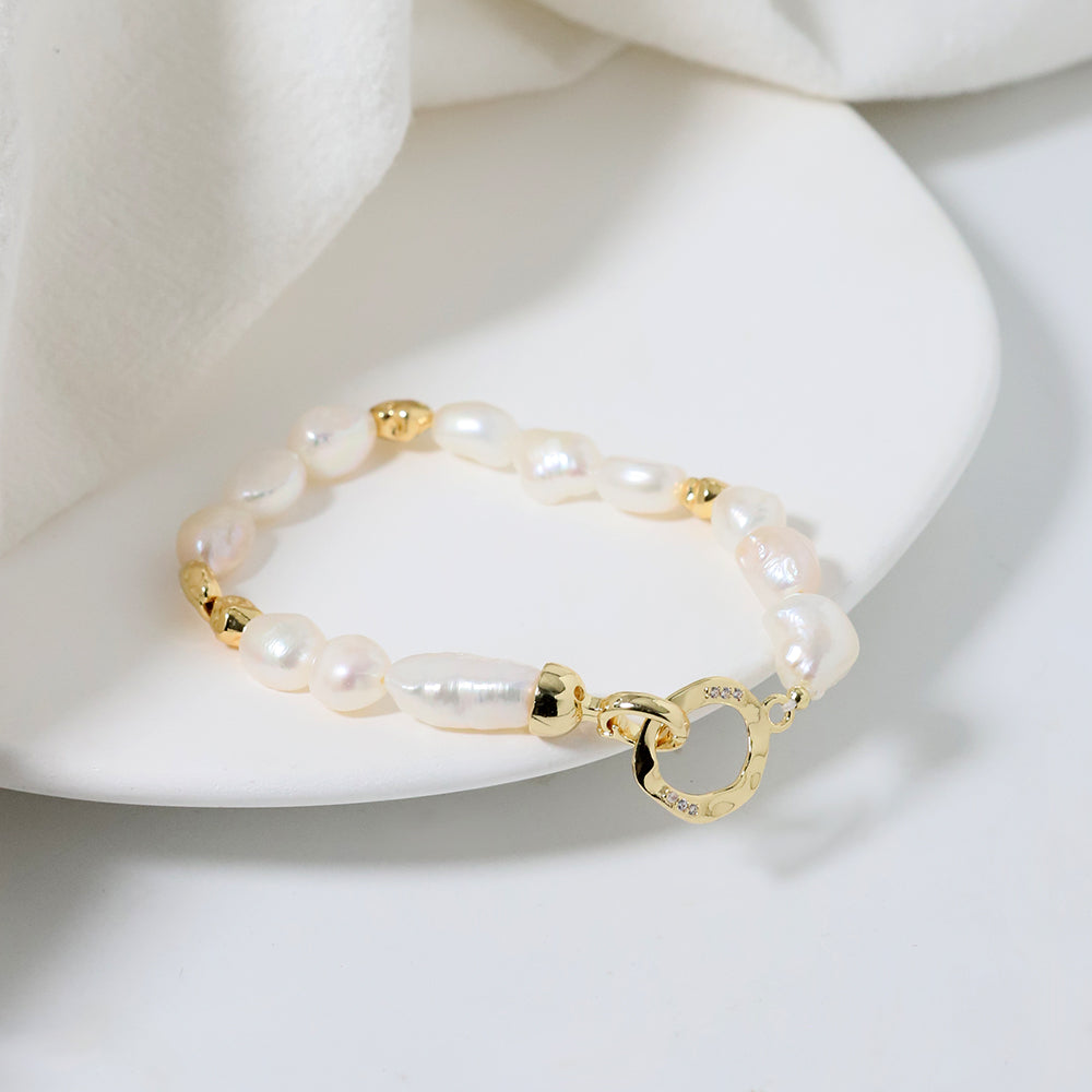 Natural Small Baroque Pearl Buckle Bead Bracelet Korean Women's Luxury Jewelry Fashion Women's and Girls' Gifts