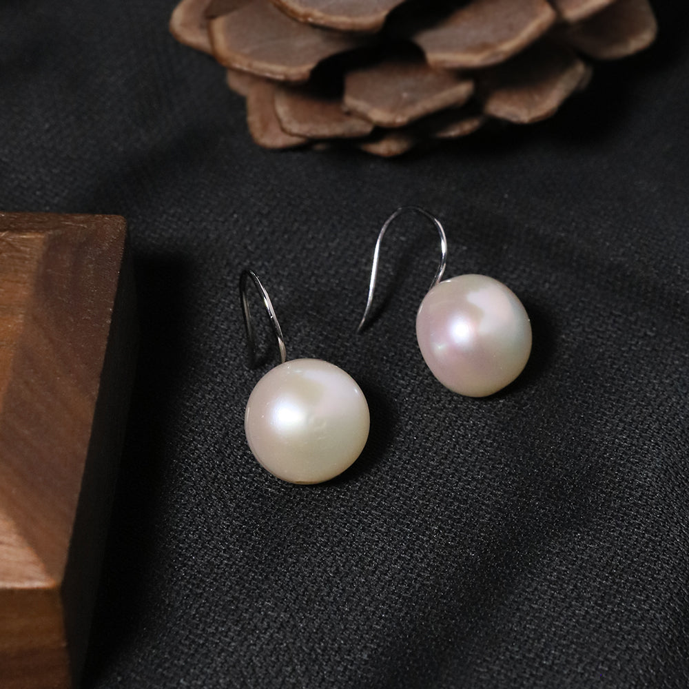 Natural Freshwater Oval Pearl 925 Silver Earrings Korean Style Women Luxury Jewelry Fashion Ladies and Girls Gift