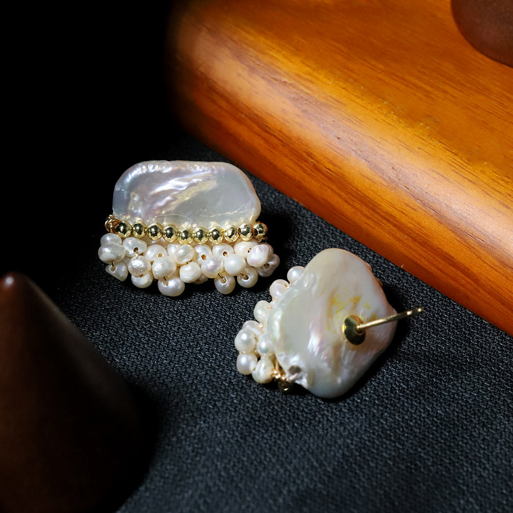 Natural Freshwater Baroque Pearl Earrings Korean Style Women Luxury Jewelry Fashion Ladies and Girls Gift