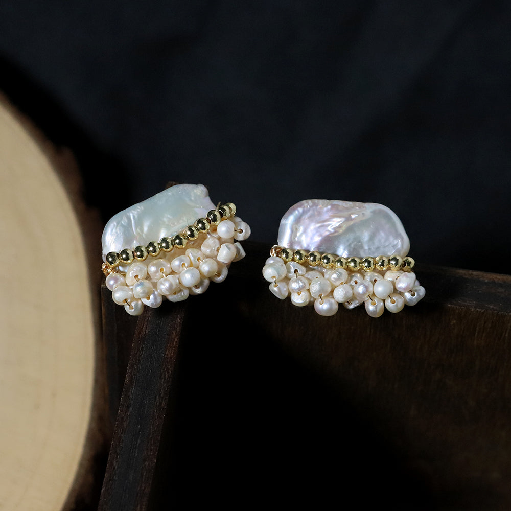 Natural Freshwater Baroque Pearl Earrings Korean Style Women Luxury Jewelry Fashion Ladies and Girls Gift