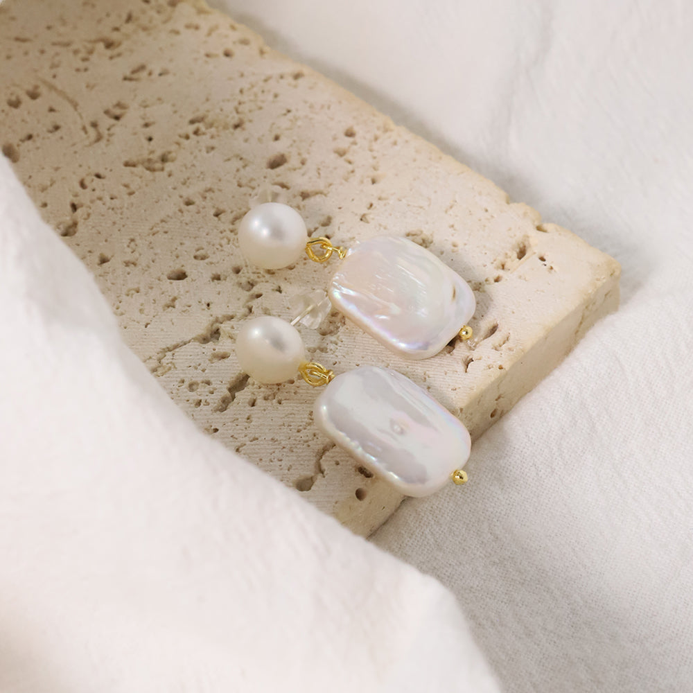 White Natural Freshwater Baroque Pearl Earrings Korean Style Women Luxury Jewelry Fashion Ladies and Girls Gift