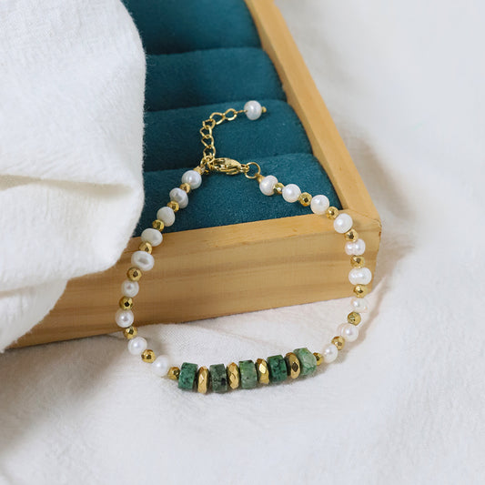 Natural Freshwater Pearl Natural Stone Bead Bracelet Korean Women's Luxury Jewelry Fashion Women's and Girls' Gifts