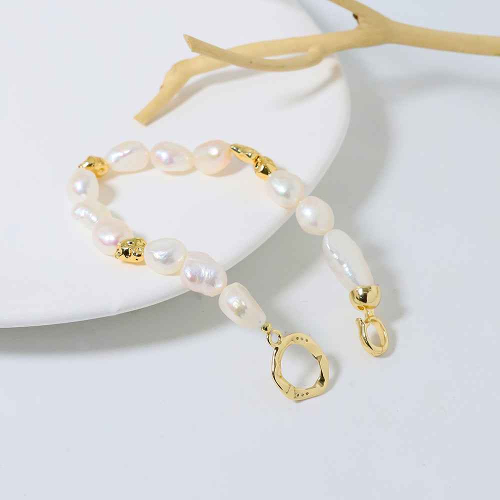 Natural Small Baroque Pearl Buckle Bead Bracelet Korean Women's Luxury Jewelry Fashion Women's and Girls' Gifts