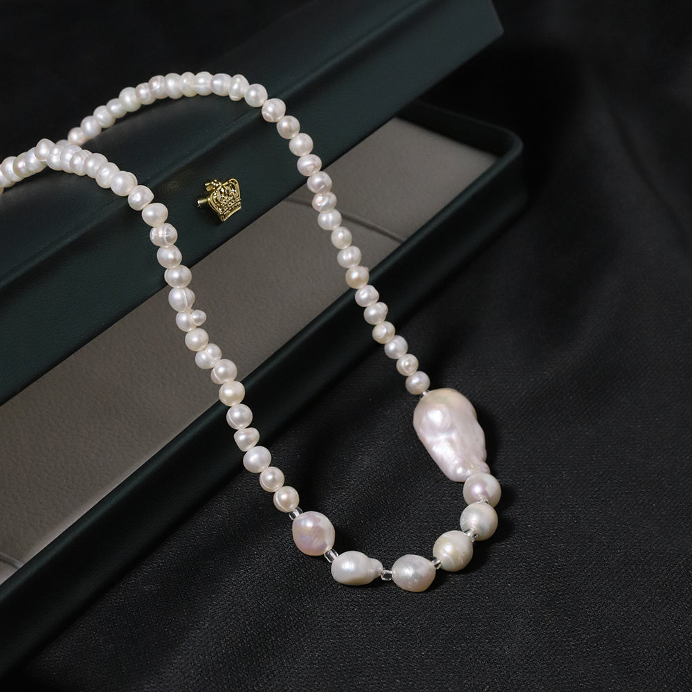 Natural Freshwater Balloon Pearl Necklace Korean Style Women Luxury Jewelry Fashion Ladies and Girls Gift