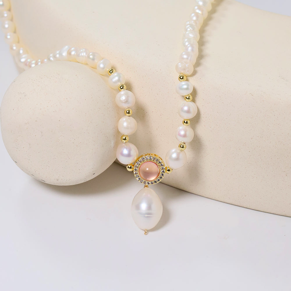 Natural Freshwater Pearl Pendant Bead Necklace Korean Women's Luxury Jewelry Fashion Women's and Girls' Gifts