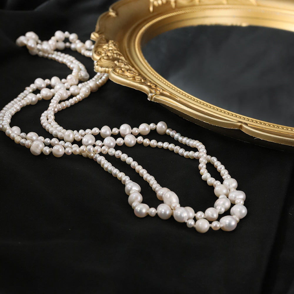 Natural Freshwater Pearl White Sweater Chain Korean Style Women Luxury Jewelry Fashion Ladies and Girls Gift