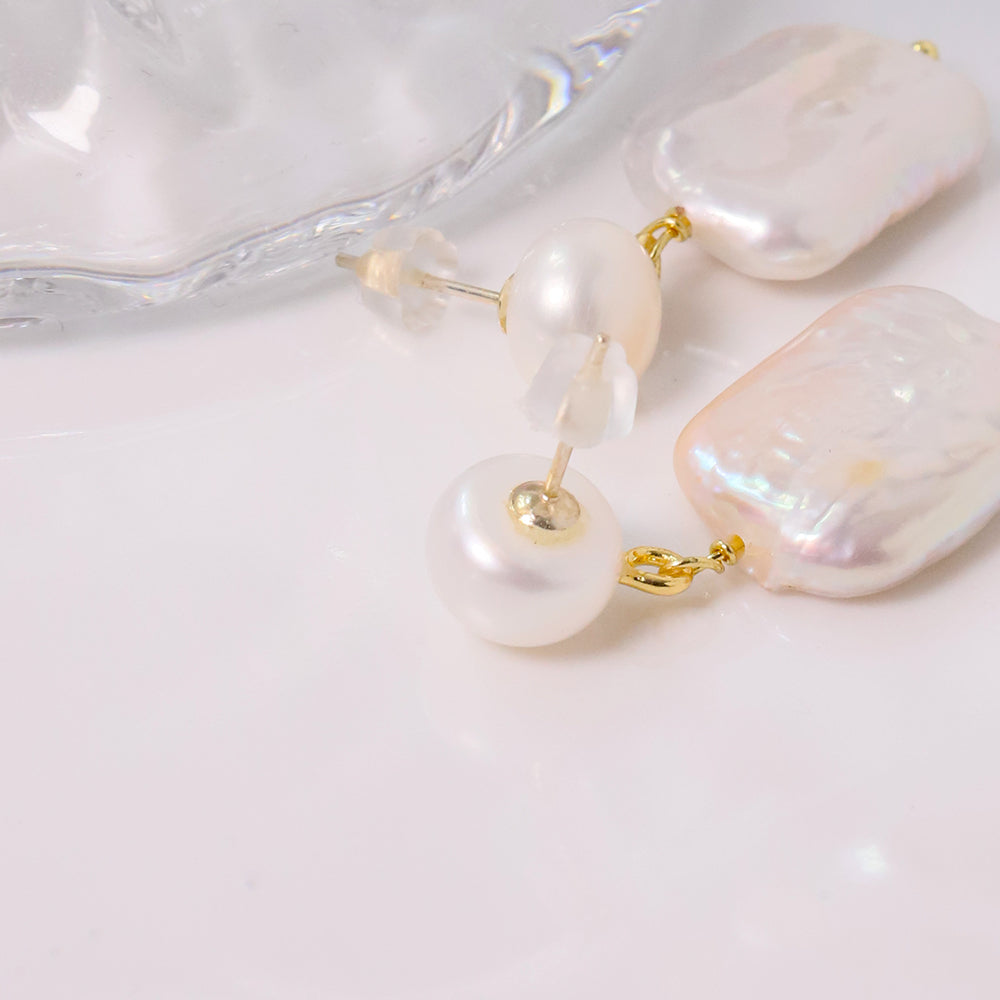 White Natural Freshwater Baroque Pearl Earrings Korean Style Women Luxury Jewelry Fashion Ladies and Girls Gift