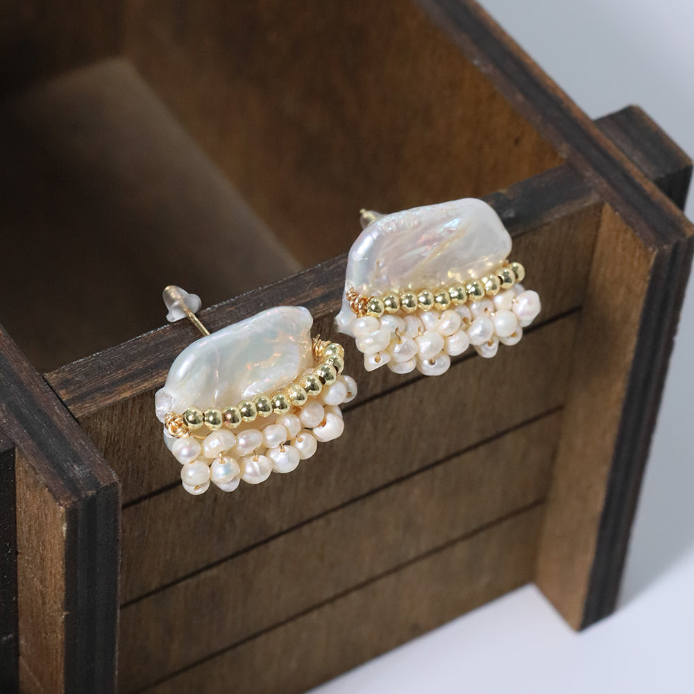 Natural Freshwater Baroque Pearl Earrings Korean Style Women Luxury Jewelry Fashion Ladies and Girls Gift