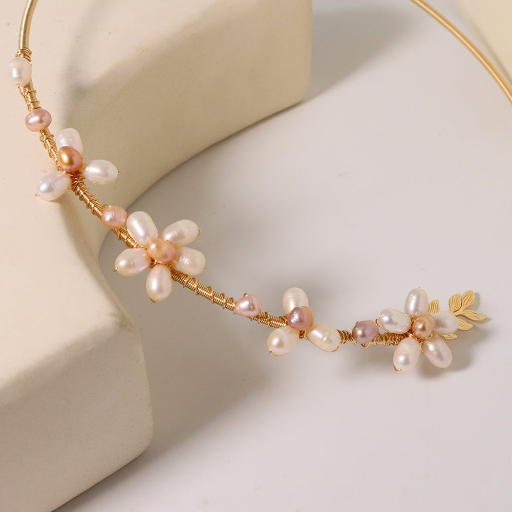 Natural Freshwater Pearls Flower Necklaces Retro Palace Style Fashion Jewelry Necklaces Gifts for Mom Wife Girlfriend GN0598